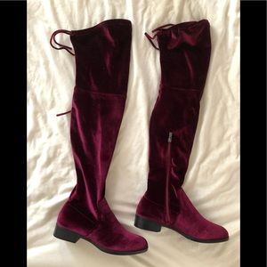 Catherine Malandrino Velvet Thigh High Boots NWOT